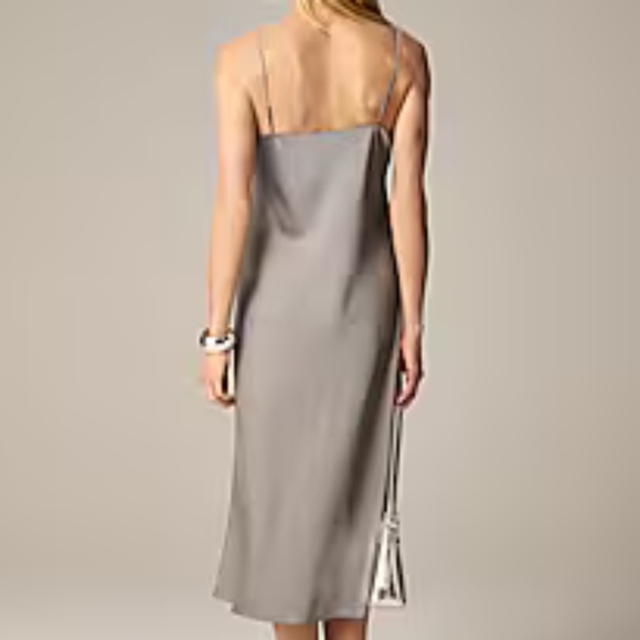 J. CREW Slip Dress GWENYTH Luster Charmeuse VINTAGE DOVE GRAY Below Knee (6) - Picture 2 of 6